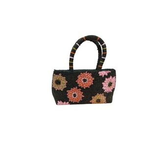 Christiana Vintage Hand-Beaded Green Floral Evening Bag